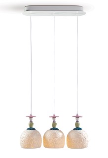 Lladro Lighting-Mademoiselle Lineal Canopy 3 Lights Gazing at The Ocean Ceiling Lamp 