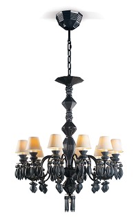 Lladro Lighting-Belle de Nuit 12 Lights Chandelier Absolute Black