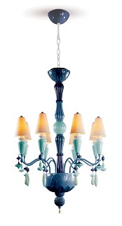 Lladro Lighting-Ivy and Seed 8 Lights Chandelier Ocean