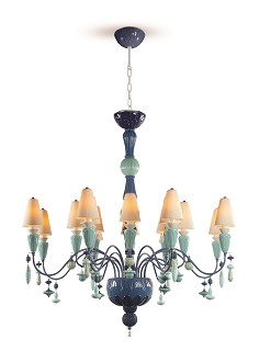 Lladro Lighting-Ivy and Seed 16 Lights Chandelier Medium Flat Model Ocean