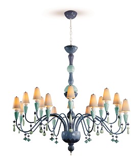 Lladro Lighting-Ivy and Seed 16 Lights Chandelier Large Flat Model Ocean