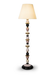 Lladro Lighting-Firefly Floor Lamp Pink and Golden Luster