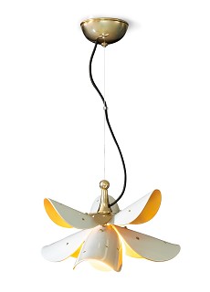 Lladro Lighting-Blossom Hanging Lamp White-Gold