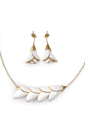 Lladro Jewelry-Heliconia White 2 Pieces Set