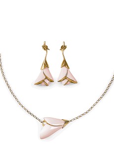 Lladro Jewelry-Heliconia Pink 2 Pieces Set