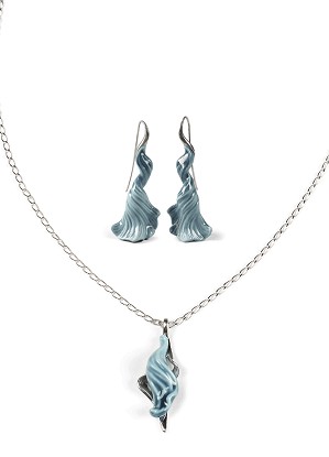 Lladro Jewelry-Aquarium Pendant & Earrings Set