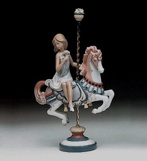 Lladro-Girl On Carousel Horse 1985-2000