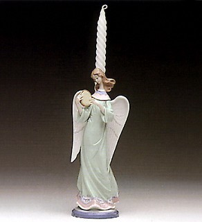 Lladro-Angel With Tambourine Candelholder 1993-97