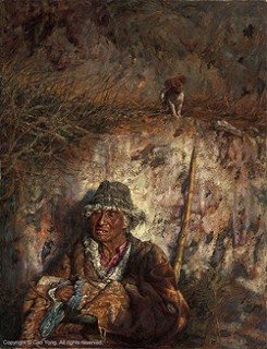 Cao Yong-An Old Man And A Dog Artist Proof