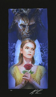 Alex Ross Disney-La Belle Et La Bete Chiarograph on Black Paper From Beauty and The Beast