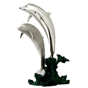 Dargenta-Silver Jumping Dolphins Statue