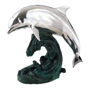 Dargenta-Silver Jumping Dolphin Statue