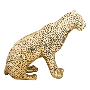 Dargenta-Sitting Gold Leopard Statue