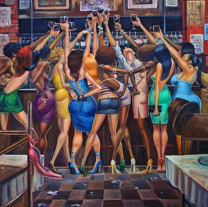 Frank Morrison-LADIES NIGHT GICLEE ON CANVAS