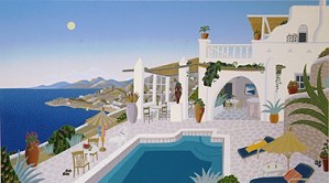 Thomas McKnight-Sunset Hill-Mykonos Deluxe On Canvas