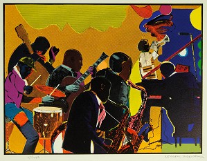 Romare Bearden-Out Chorus 1978 Signed Print Color Etching