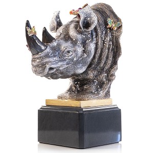 Jay Strongwater-Rhino Bust With Butterflies Objet