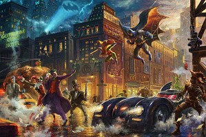 Thomas Kinkade DC Comics-The Dark Knight Saves Gotham City