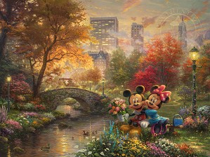 Thomas Kinkade Disney-Mickey and Minnie - Sweetheart Central Park