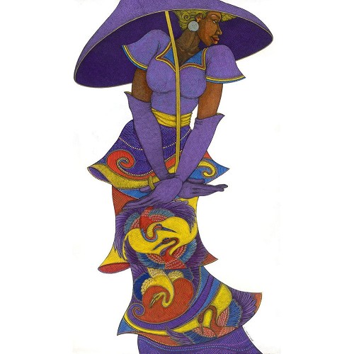 Charles Bibbs_The Purple Umbrella Lithograph Artist Proof