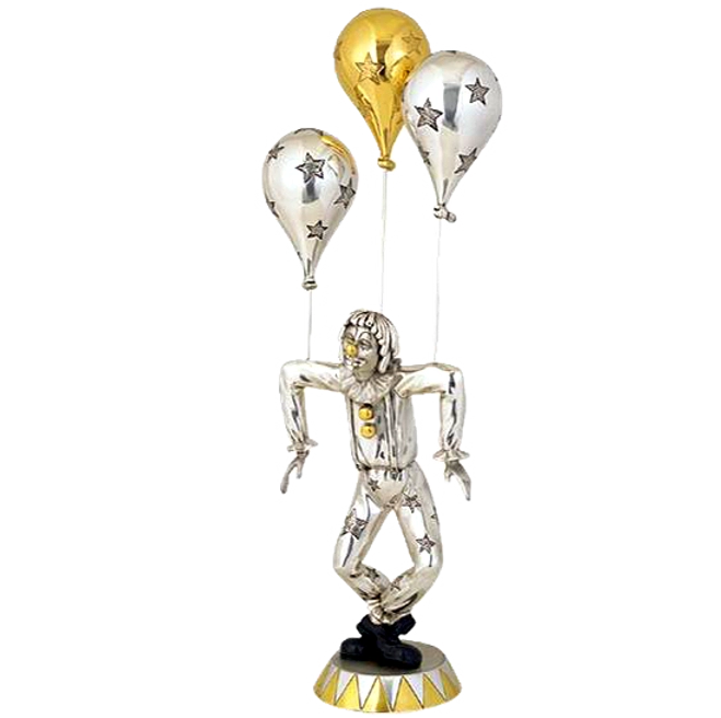 Dargenta-Silver Clown Statue Golden Balloon