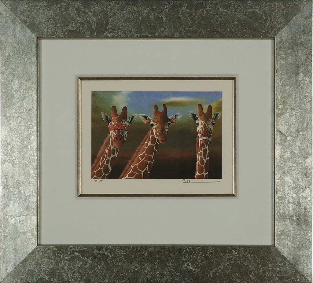 Robert Deyber-See No Evil, Hear No Evil, Speak No Evil Giraffes Framed