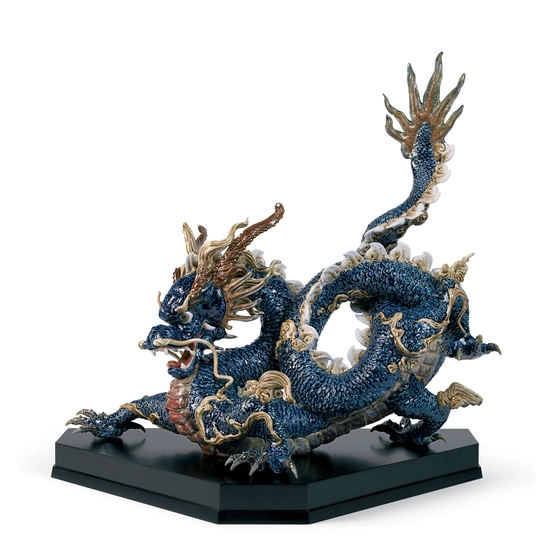 Lladro - Great Dragon - Blue Enamel