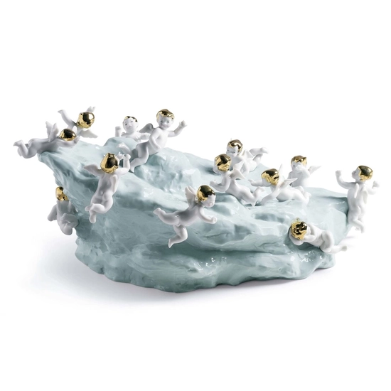 Lladro - Discovery - Cherubs On Large Turq. Earth