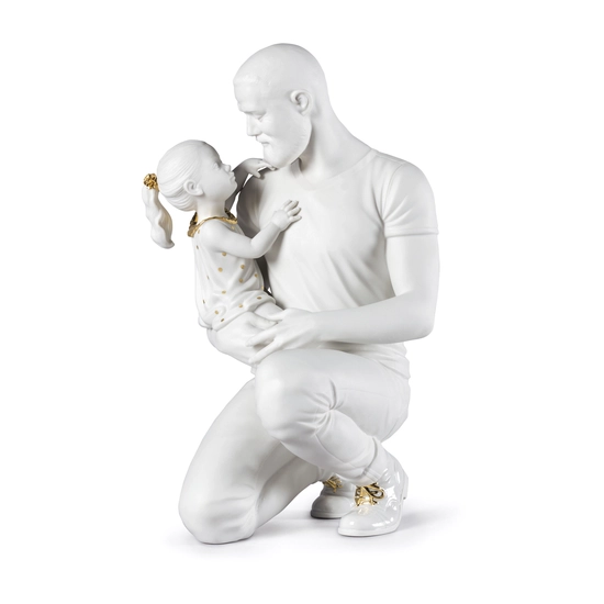 Lladro - In Daddy's Arms White & Gold