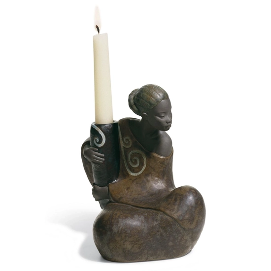 Lladro Pulse Of Africa - WOMAN WITH JAR CANDLEHOLDER PULSE OF AFRICA