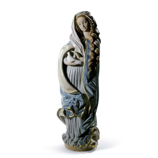 Lladro - Madonna With Dove Blue Golden