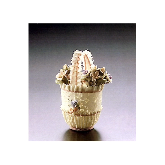 Lladro - Sm.rnd.basket W/pink Lace  1987-91