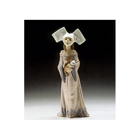 Lladro - Medieval Maiden With Cat 1994-96 ***