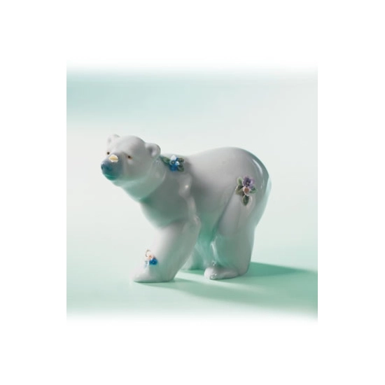Lladro - Attentive Polar Bear with Flowers