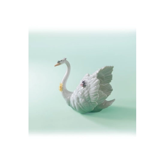 Lladro - White Swan With Flowers
