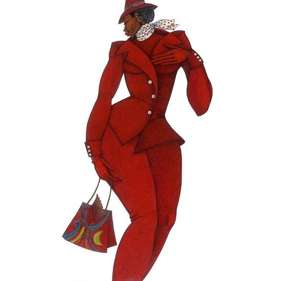 Charles Bibbs - Ebony In Red Giclee Remarque