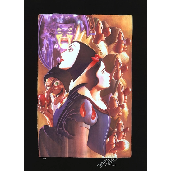 Alex Ross Disney - Once There Was a Princess From Beauty and The Beast Chiarograph on Black Paper
