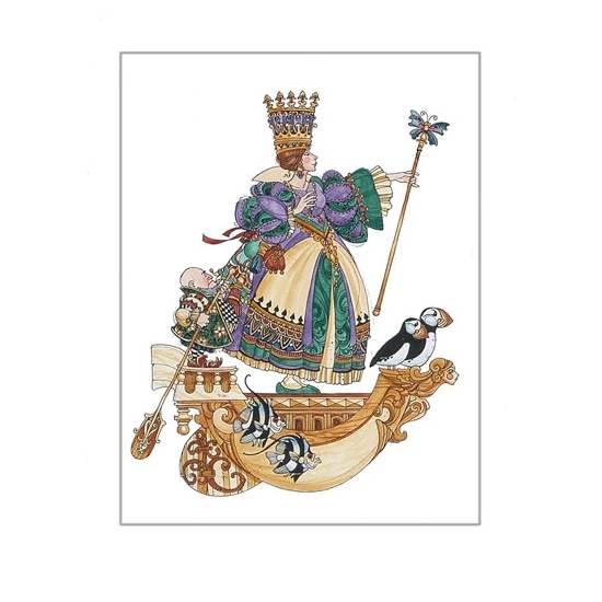 James Christensen - THE PRINCESS AND THE PUFFINS HAND COLORED PRINT