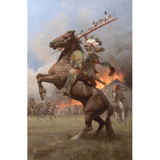 Z.S.  Liang - Cheyenne Burning of Fort Phil Kearney, 1868