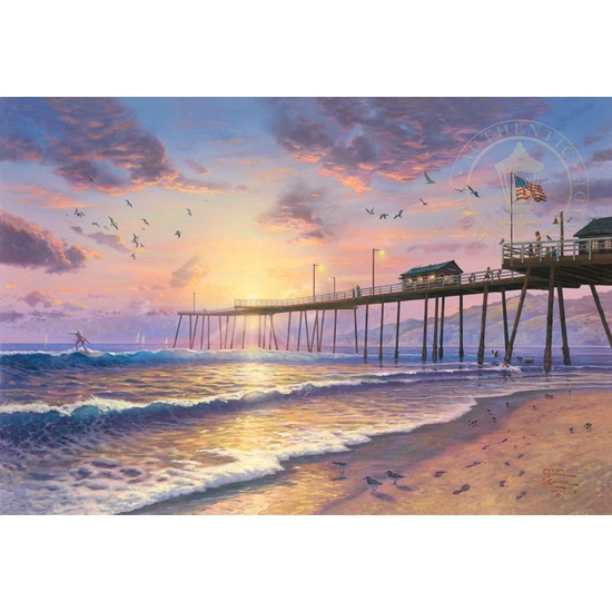Thomas Kinkade - Footprints in the Sand - Pismo pier