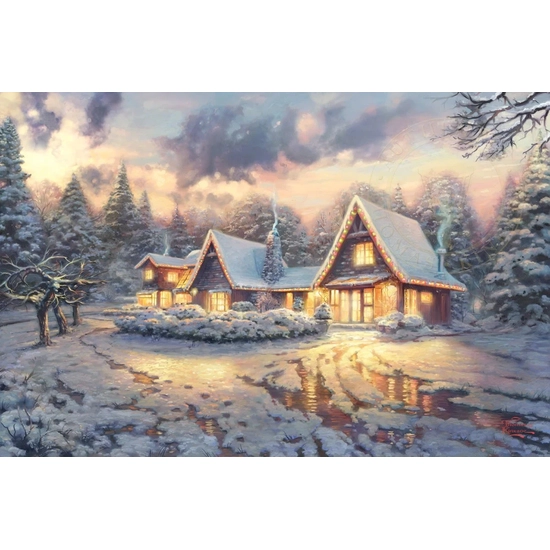 Thomas Kinkade Disney - Mickey and Minnie Christmas Lodge