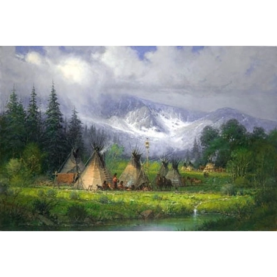 G Harvey - Peaceful Encampment By G. Harvey Giclee On Canvas  Signed & Numbered