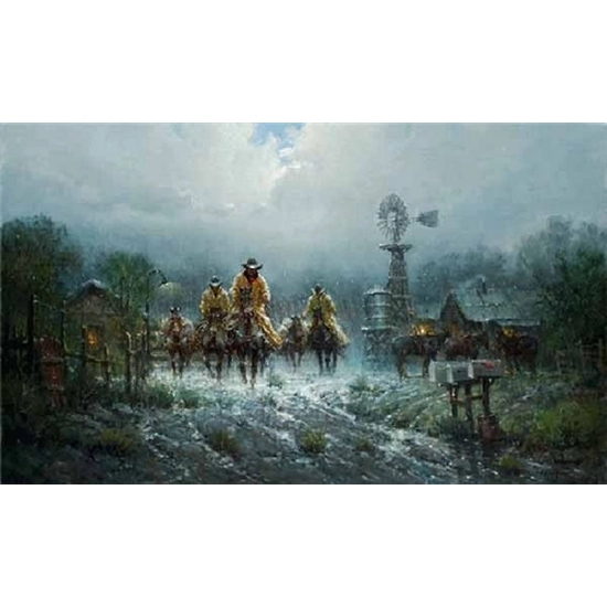 G Harvey - Where Cowhands Dont Change By G. Harvey Giclee On Canvas  Signed & Numbered