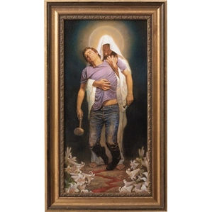 Master Peace Collection-Forgiven Hand-Sttched, Framed Canvas Transfer