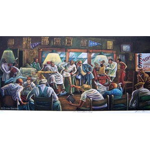 Ernie Barnes-The Palace Barber Shop Artist Signed