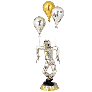 Dargenta-Silver Clown Statue Golden Balloon
