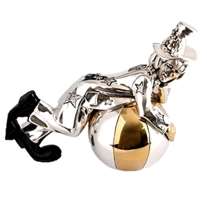 Dargenta-Silver Clown Statue On A Ball