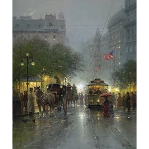G Harvey-Evening On Broadway Giclee On Canvas Signed And Numbered
