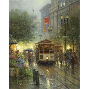 G Harvey-Cable Cars On Powell Street Giclee On Canvas Signed And Numbered