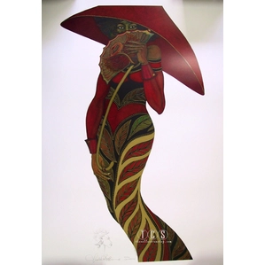 Charles Bibbs-The Red Umbrella -Litho Special Artisit Edition Remarque
